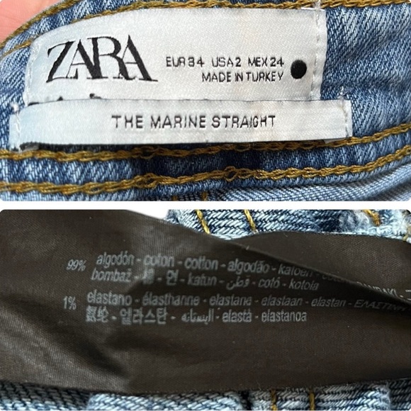 Zara Wide Leg Marine Jeans w Front Patch Pockets - Picture 4 of 4